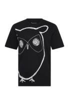 Big Owl Print Tee - Gots/Vegan Black Knowledge Cotton Apparel