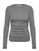 Srroman Draped O-Neck Top Grey Soft Rebels