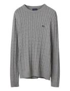 Cotton Cable Knitted Sweater Grey Lexington Clothing
