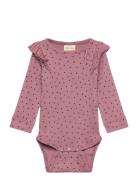 Body L/S Frill Modal Heart Pink Petit Piao