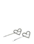 Hearts Hair Pin Silver 2 Pcs Silver Pipol's Bazaar