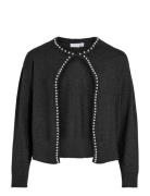 Vizafina L/S O-Neck Pearl Knit Cardi/1 Black Vila
