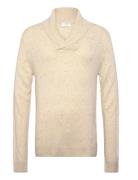 Nep-Yarn Shawl Collar Knit Cream Lindbergh