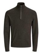 Jprblubarkley Knit Half Zip Jnr Brown Jack & J S