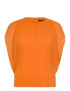 Eden Georgette Flutter Slv Top Orange French Connection