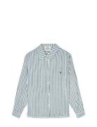 Delicate Twill Crane Shirt Aop Blue Mads Nørgaard