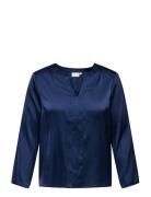 Carbrynja Ls V-Neck Top Wvn Navy ONLY Carmakoma