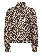 Dante6-Cheska Printed Pussy Bow Blouse Brown Dante6