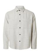 Slhreghank Herringb Overshirt Cream Selected