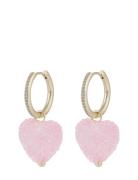 Sugar Hearts Pendant Ear G/Light Pink - Pink SNÖ Of Sweden