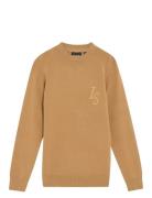 L&S Monogram Crew Neck Jumper Brown Lyle & Scott