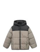 Bicolour Quilted Anorak Grey Mango
