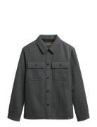Merchant Herringb Overshirt Grey Superdry