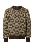 Slhremi Ls Knit Relaxed Crew Neck Brown Selected