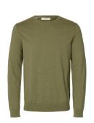 Slhberg Crew Neck Noos Khaki Selected