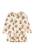 Dress L/S Gather Printed Cream Petit Piao