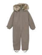 Snowsuit W. Fake Fur Beige En Fant