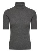 Turtleneck Rib T-Shirt Grey Davida Cashmere