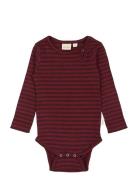 Body L/S Modal Striped Burgundy Petit Piao