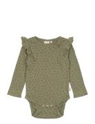 Body L/S Frill Modal Heart Green Petit Piao