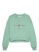 Glitter Monologo Cn Sweatshirt Green Calvin Klein