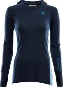 Aclima Women's WarmWool Hood Sweater Navy Blazer/Azure Blue/Blue S.