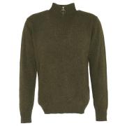 Barbour Men's Essential Lambswool Half Zip Knitted Jumper Seaweed