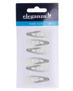 Eleganza Hair Clip Silver Glitter 3cm   6 stk.