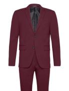 Plain Mens Suit - Normal Length Dress Burgundy Lindbergh