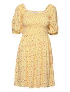 Enzinnia Ss Short Dress Aop 6696 Kort Kjole Yellow Envii