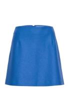 Women Mini Skirt Light Pressed Wool Kort Skjørt Blue Harris Wharf Lond...