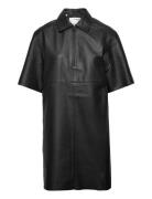 Slfberta 2/4 Short Leather Dress B Kort Kjole Black Selected Femme