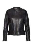 Diora Classic Leather Jacket Skinnjakke Skinnjakke Black Jofama