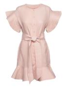 Fia Linen Dress Kort Kjole Pink Ella&il