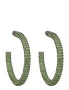 Rhinest Hoop Earrings Accessories Jewellery Earrings Hoops Green Mango