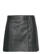 2Nd Mona - Sheen Leather Kort Skjørt Black 2NDDAY