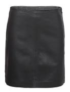 Stephanie Leather Skirt Kort Skjørt Black A-View