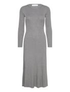 Slflura Lurex Ls Knit Dress Maxikjole Festkjole Grey Selected Femme