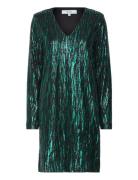 Caia V-Neck Short Glitter Dress Kort Kjole Green Minus