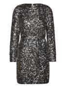 Slfcolyn Ls Short Sequins Dress B Kort Kjole Silver Selected Femme