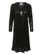 Crcaska Sequins Dress - Shift Fit Kort Kjole Black Cream