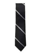 Black White League Silk Tie Slips Black AN IVY