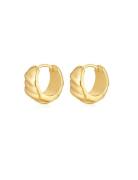 The Hammered Ridged Huggies- Gold Accessories Jewellery Earrings Hoops...
