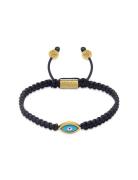 Men's Black String Bracelet With Gold Evil Eye Armbånd Smykker Black N...