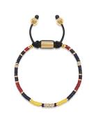 Men's Beaded Bracelet With Black, Yellow And Red Mini Disc B Armbånd S...