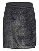 Cannes Asymetrical Velvet Skirt Kort Skjørt Black Tamaris Apparel