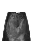 Slfbeatrice Mw Mini Leather Skirt B Kort Skjørt Black Selected Femme