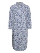 Viscose Midi Dress With All-Over Print Knelang Kjole Blue Esprit Casua...