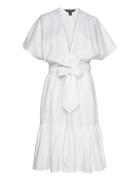Classic Linen-Dress Knelang Kjole White Lauren Ralph Lauren
