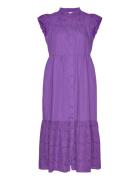 Yasviola Ss Long Shirt Dress S. Knelang Kjole Purple YAS